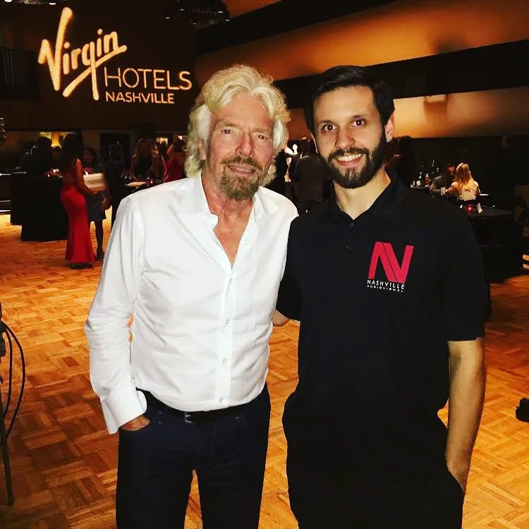 Scott from Nashville Audio Visual with Richard Branson at Virgin Hotels Nashville