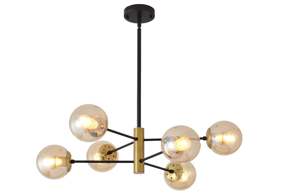 6-Light Amber Glass Chandelier