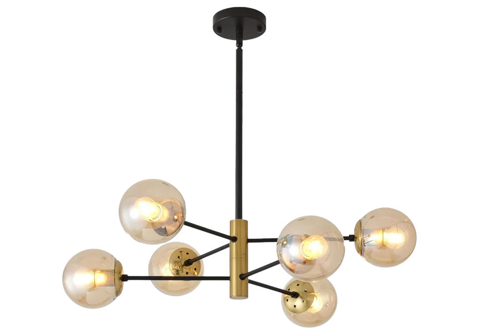 6-Light Amber Glass Chandelier