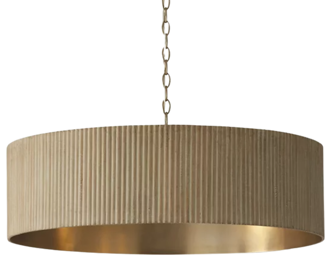 Large Beige Drum Chandelier