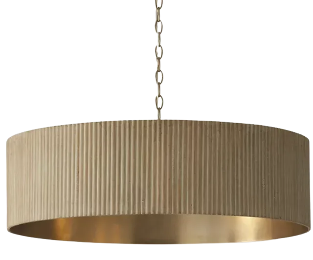 Large Beige Drum Chandelier
