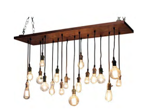 Wooden Plank Chandelier with Edison Drops